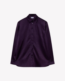 Satin Boyfriend Shirt - Aubergine