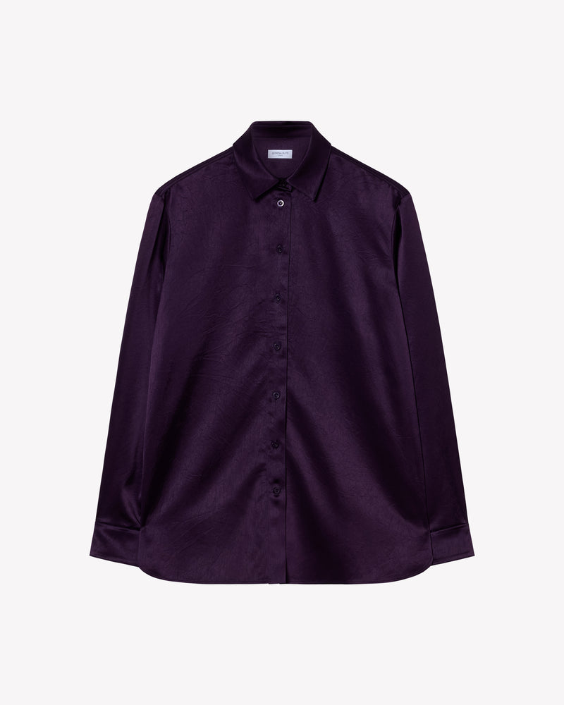 Satin Boyfriend Shirt - Aubergine picture #1
