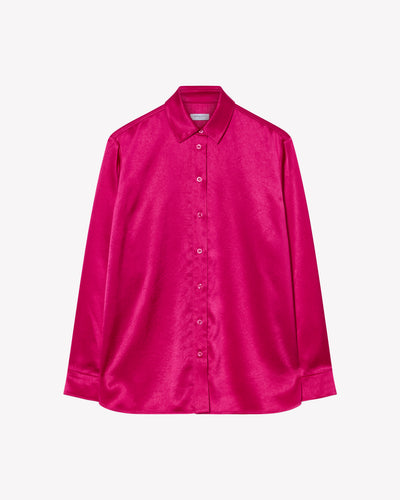 Satin Boyfriend Shirt - Fuschia SERENA BUTE