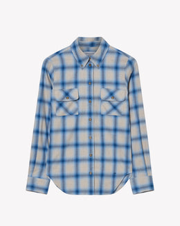 Brushed Cotton Check Shirt - Blue