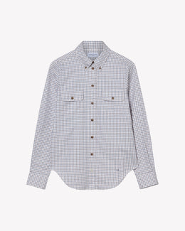 Cotton Check Shirt - Brown and Navy
