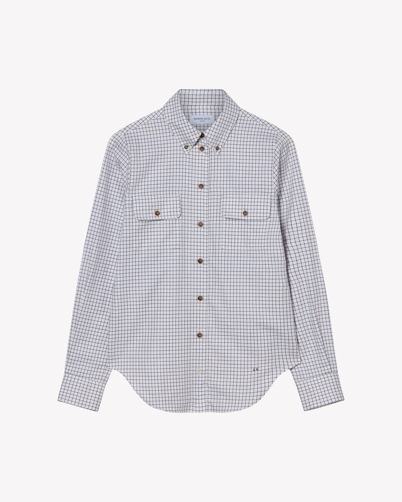 Cotton Check Shirt - Brown and Navy picture #1