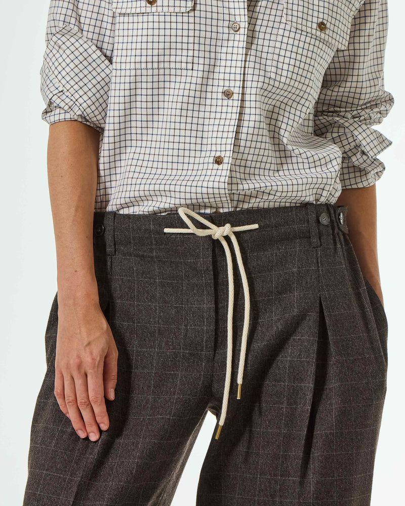 Soft Touch Side Tab Jogger - Brown and Grey Check SERENA BUTE