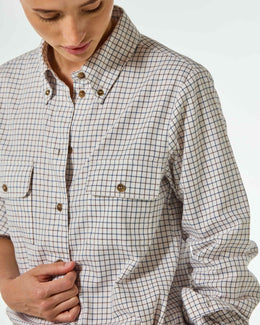 Cotton Check Shirt - Brown and Navy