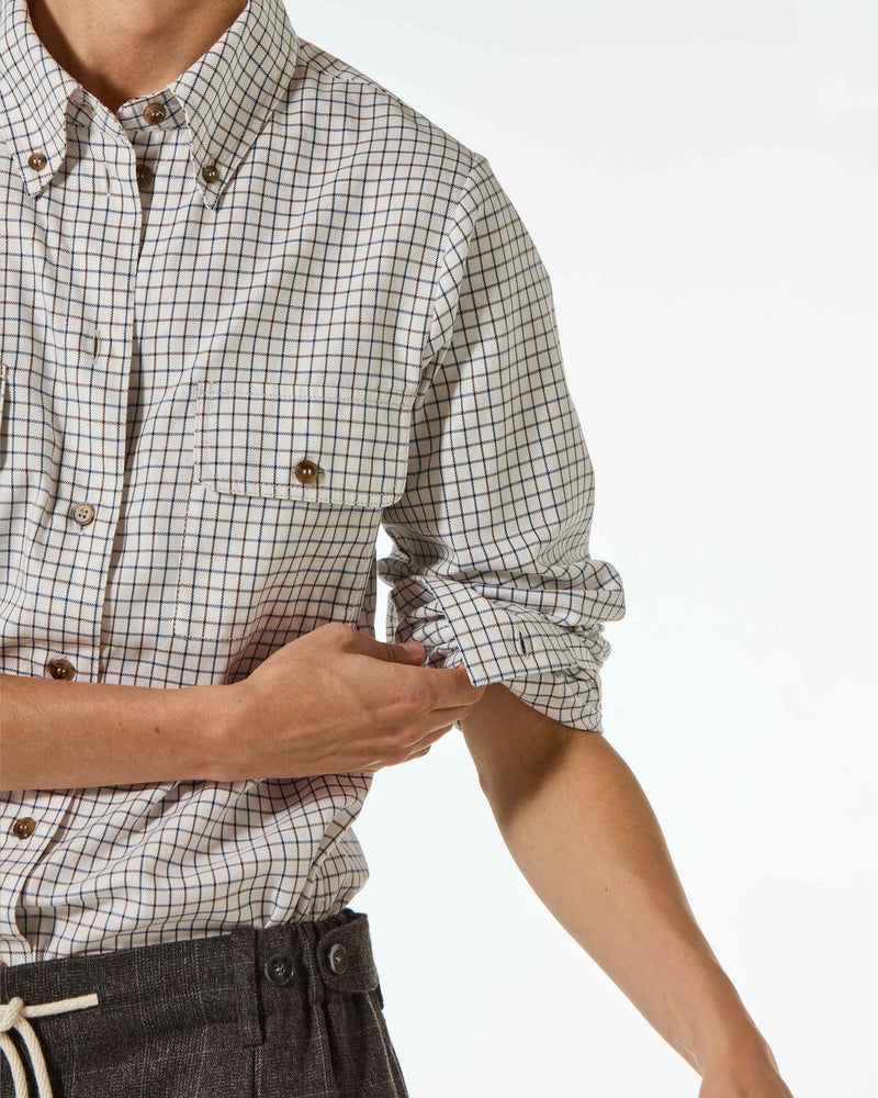 Cotton Check Shirt - Brown and Navy SERENA BUTE