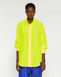 Serena Bute Neon Yellow Oversized Shirt Front Model Wearing