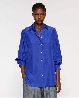 Serena Bute  Sapphire Blue  Oversized Shirt Front Model Wearing
