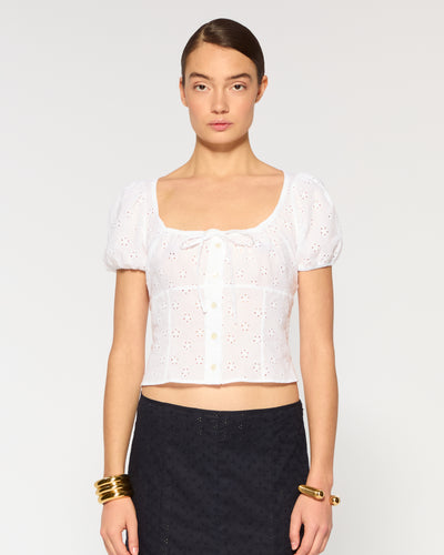 Broderie Bodice Top - White SERENA BUTE