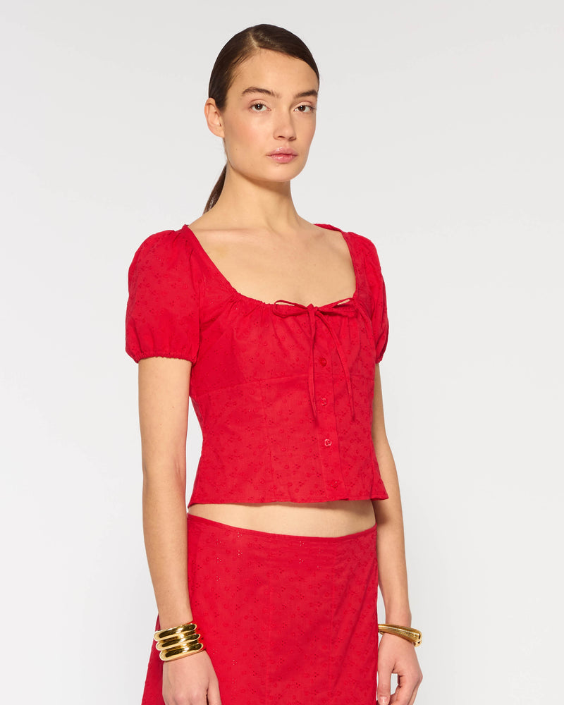 Broderie Bodice Top - Red picture #3