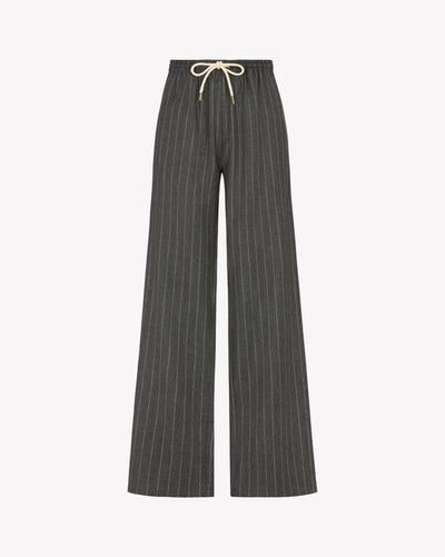 Slim Leg Jogger - Dark Grey Pinstripe Wool SERENA BUTE