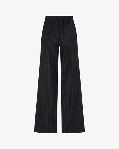 Slim Leg Jogger - Navy Blue Pinstripe Wool SERENA BUTE