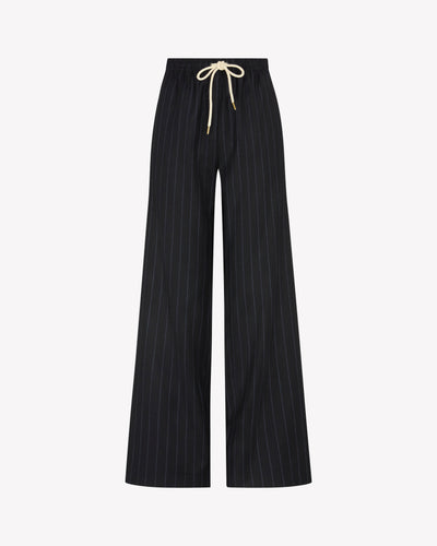 Slim Leg Jogger - Navy Blue Pinstripe Wool SERENA BUTE