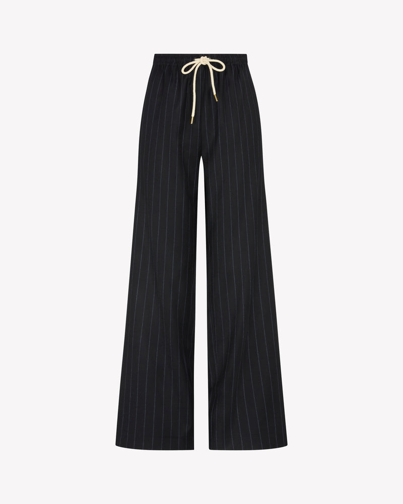 Slim Leg Jogger - Navy Blue Pinstripe Wool picture #2