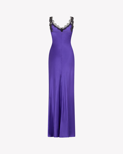 Slip Dress with Lace Trim - Violet Silk SERENA BUTE