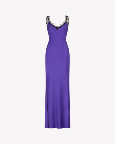 Slip Dress with Lace Trim - Violet Silk SERENA BUTE