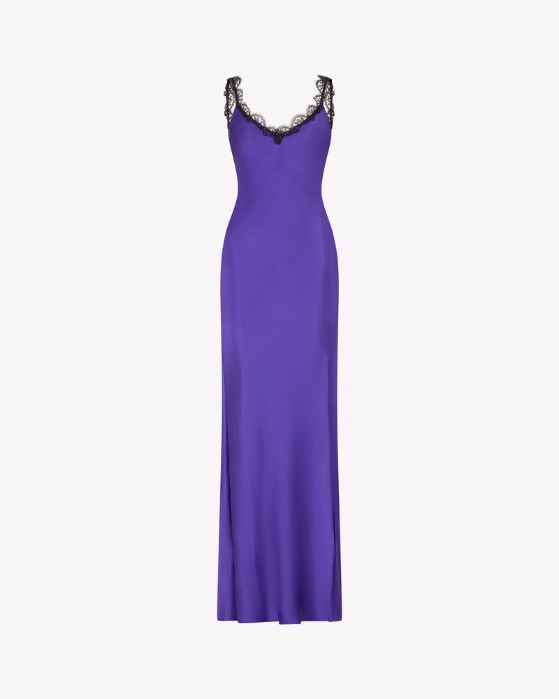 Slip Dress with Lace Trim - Violet Silk picture #2
