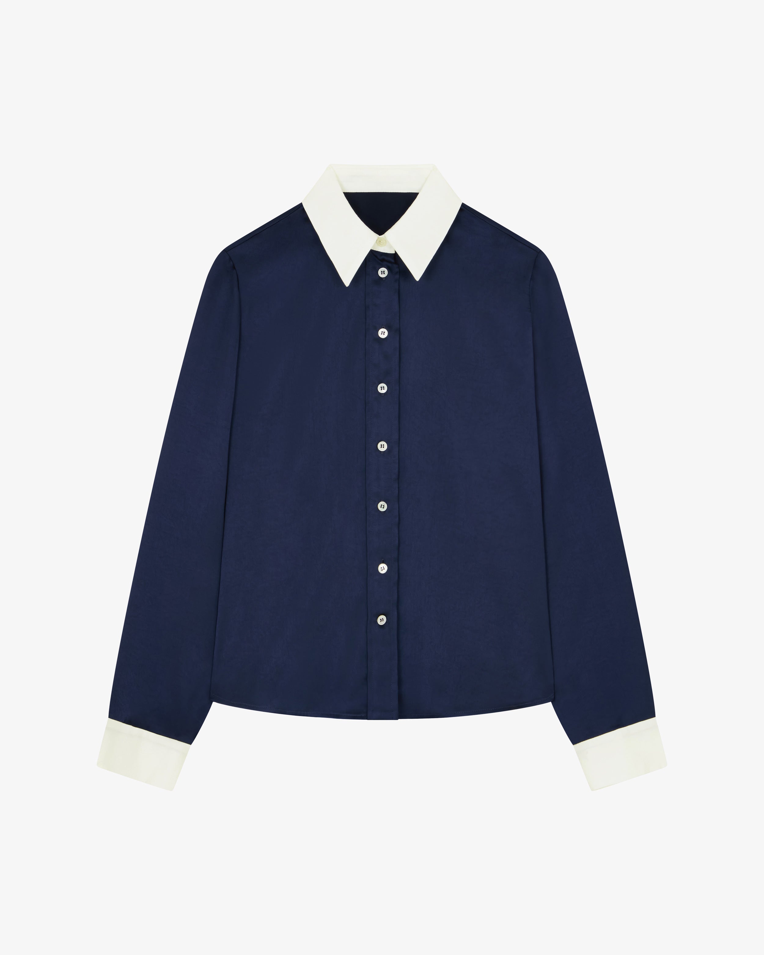 Satin Serena Shirt - Dark Navy