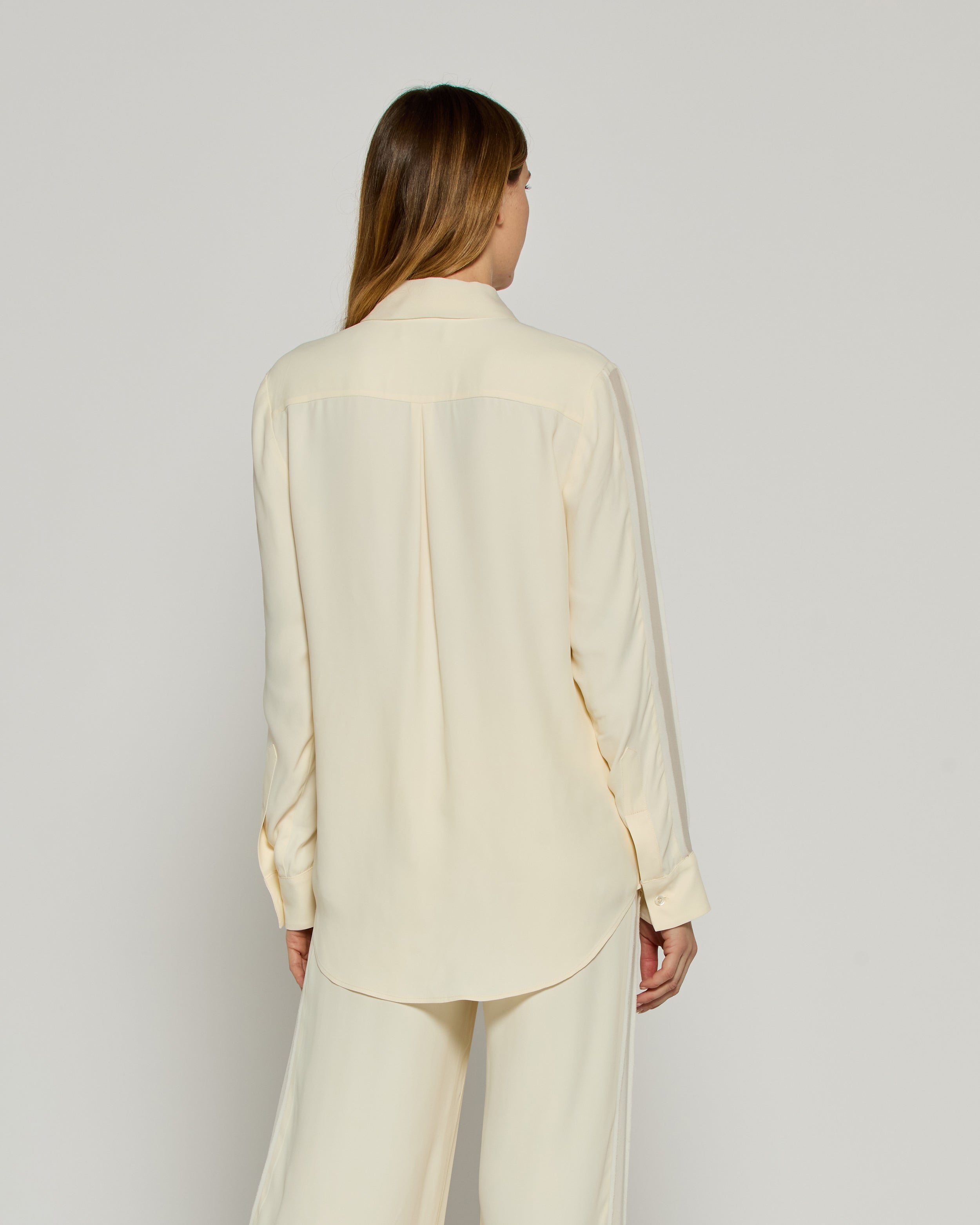 Classic Shirt with Georgette Trim - Cream