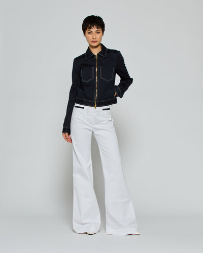 Flare Trouser with Contrast Pockets - White SERENA BUTE