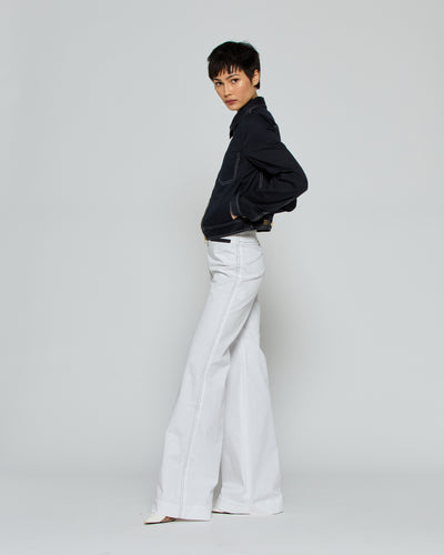 Flare Trouser with Contrast Pockets - White SERENA BUTE