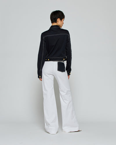 Flare Trouser with Contrast Pockets - White SERENA BUTE