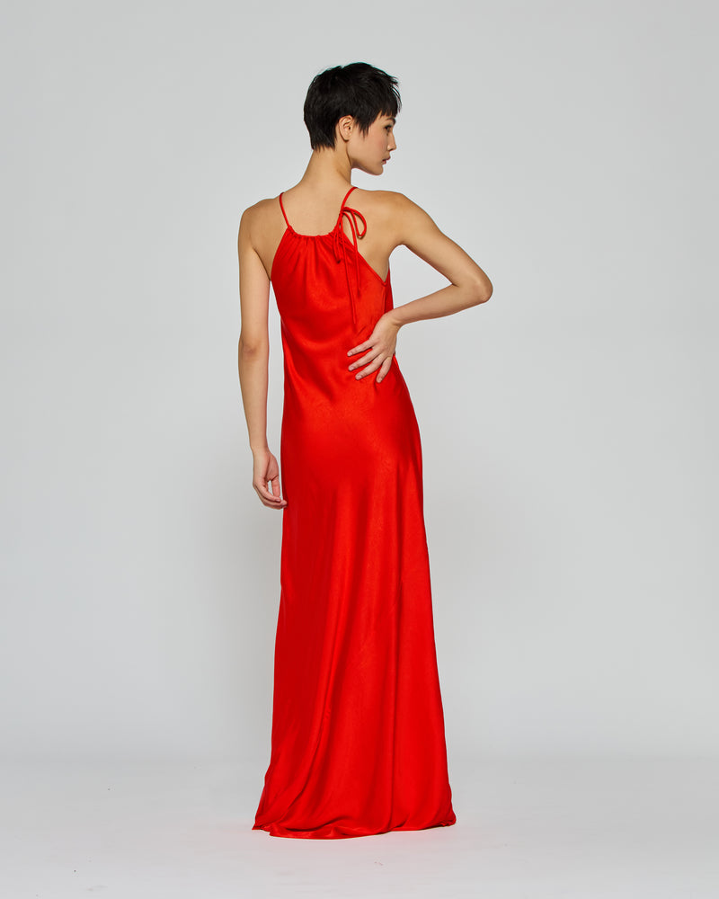 Gathered Neck Bias Dress - Bright Red picture #4
