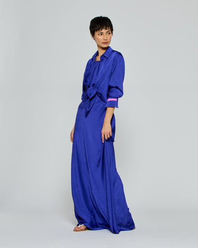 Gathered Neck Bias Dress - Violet Blue SERENA BUTE
