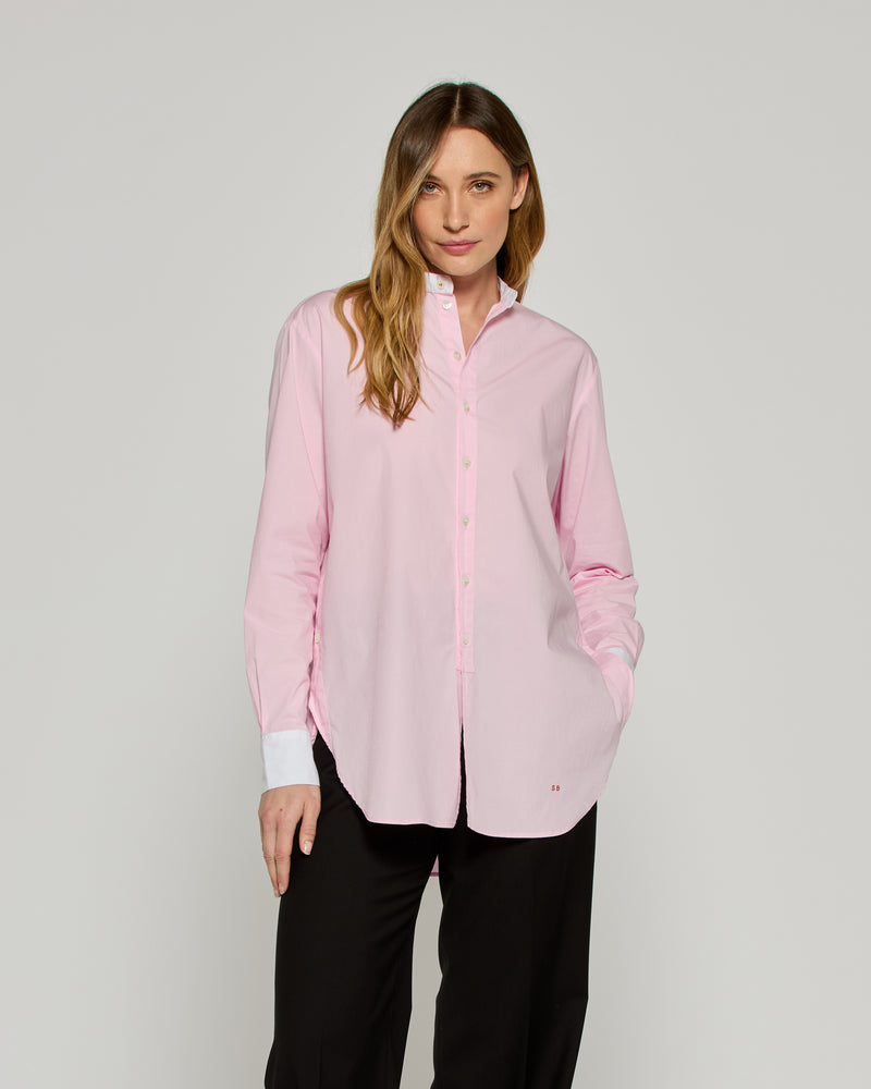 Collarless Shirt with Side Opening - Pale Pink picture #1