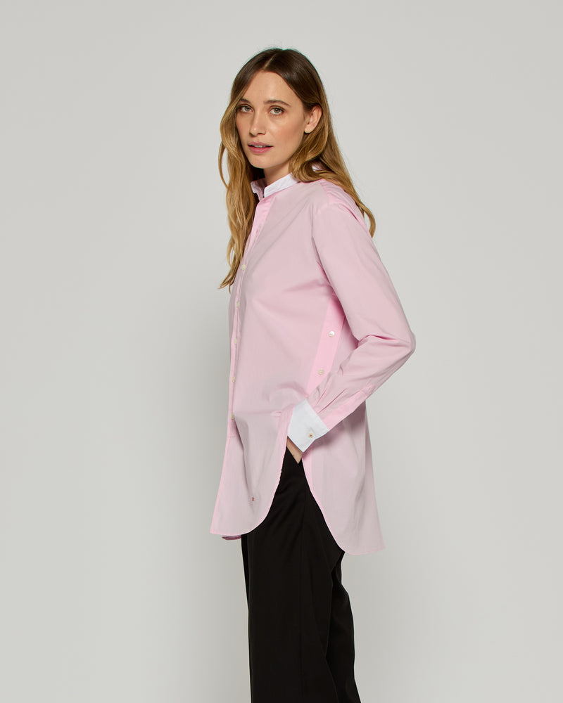 Collarless Shirt with Side Opening - Pale Pink picture #3