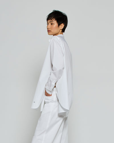 Collarless Shirt with Side Opening - White SERENA BUTE