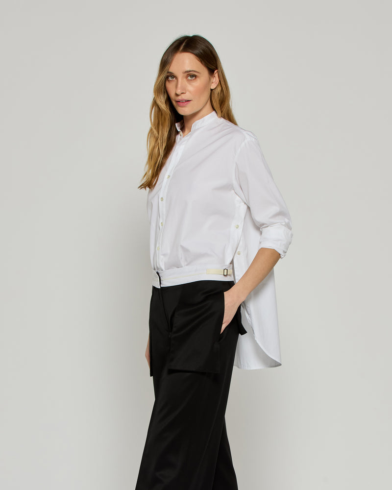 Collarless Shirt with Side Opening - White picture #3
