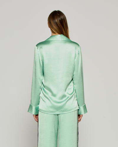 Satin Revere Collar Shirt - Mint SERENA BUTE