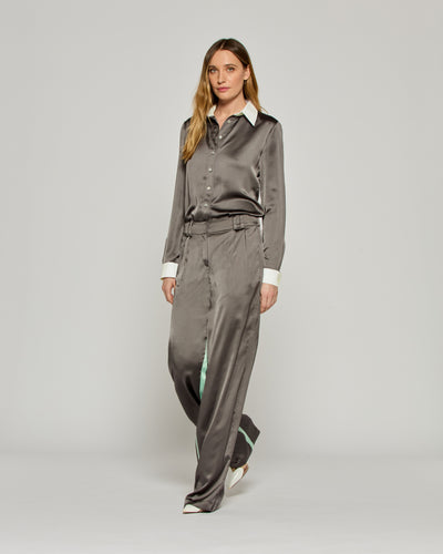 Satin Boyfriend Trouser '25 - Charcoal SERENA BUTE