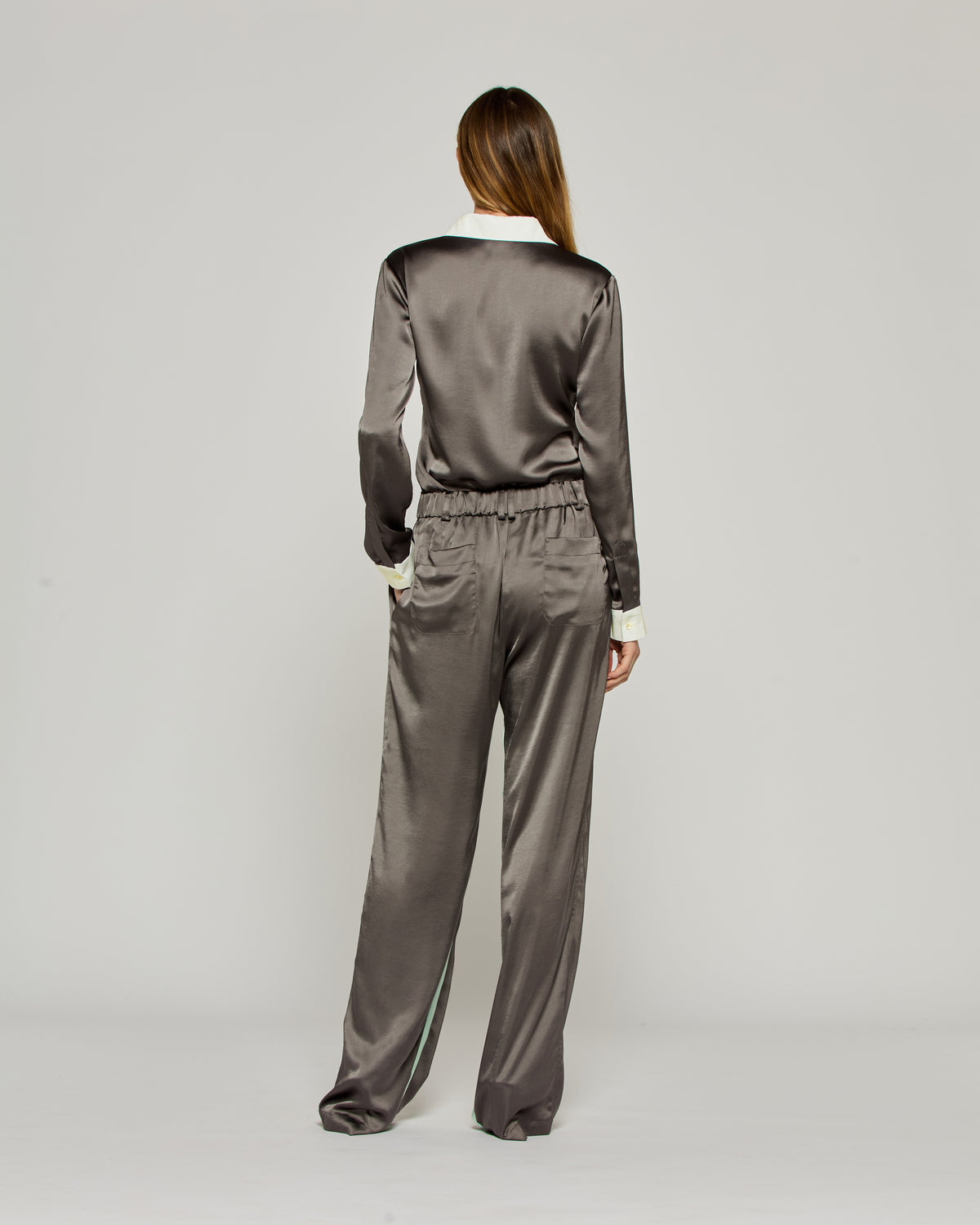 Satin Boyfriend Trouser '25 - Charcoal