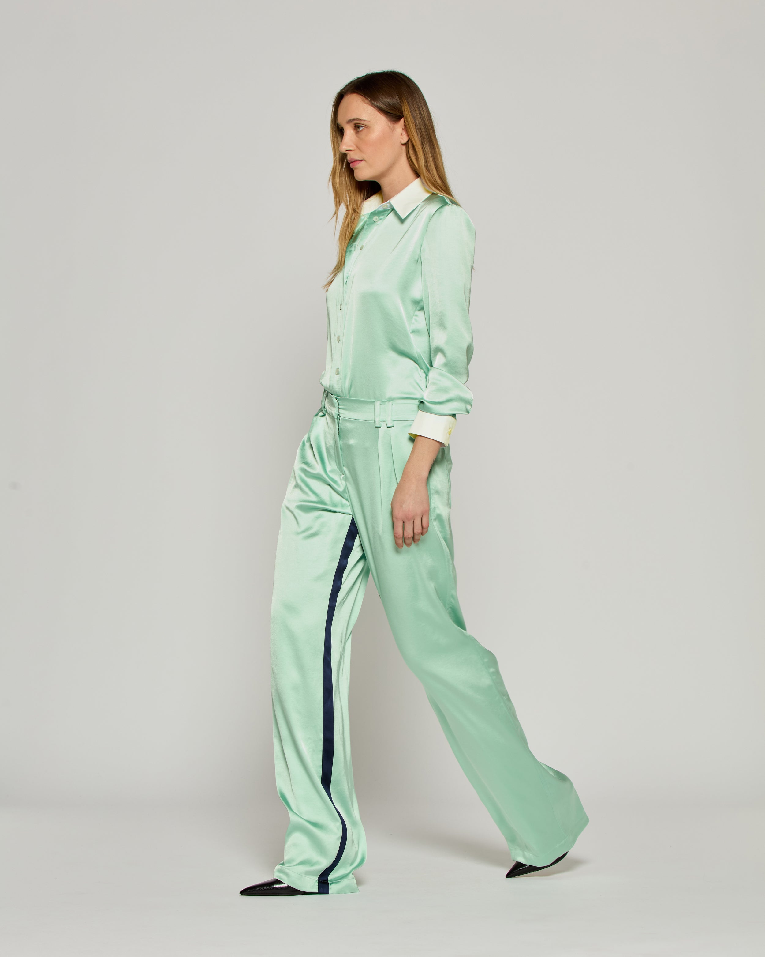 Satin Boyfriend Trouser '25 - Mint