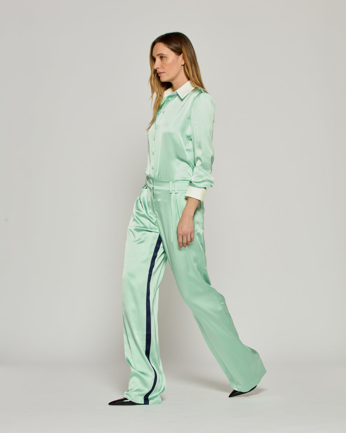 Satin Boyfriend Trouser '25 - Mint