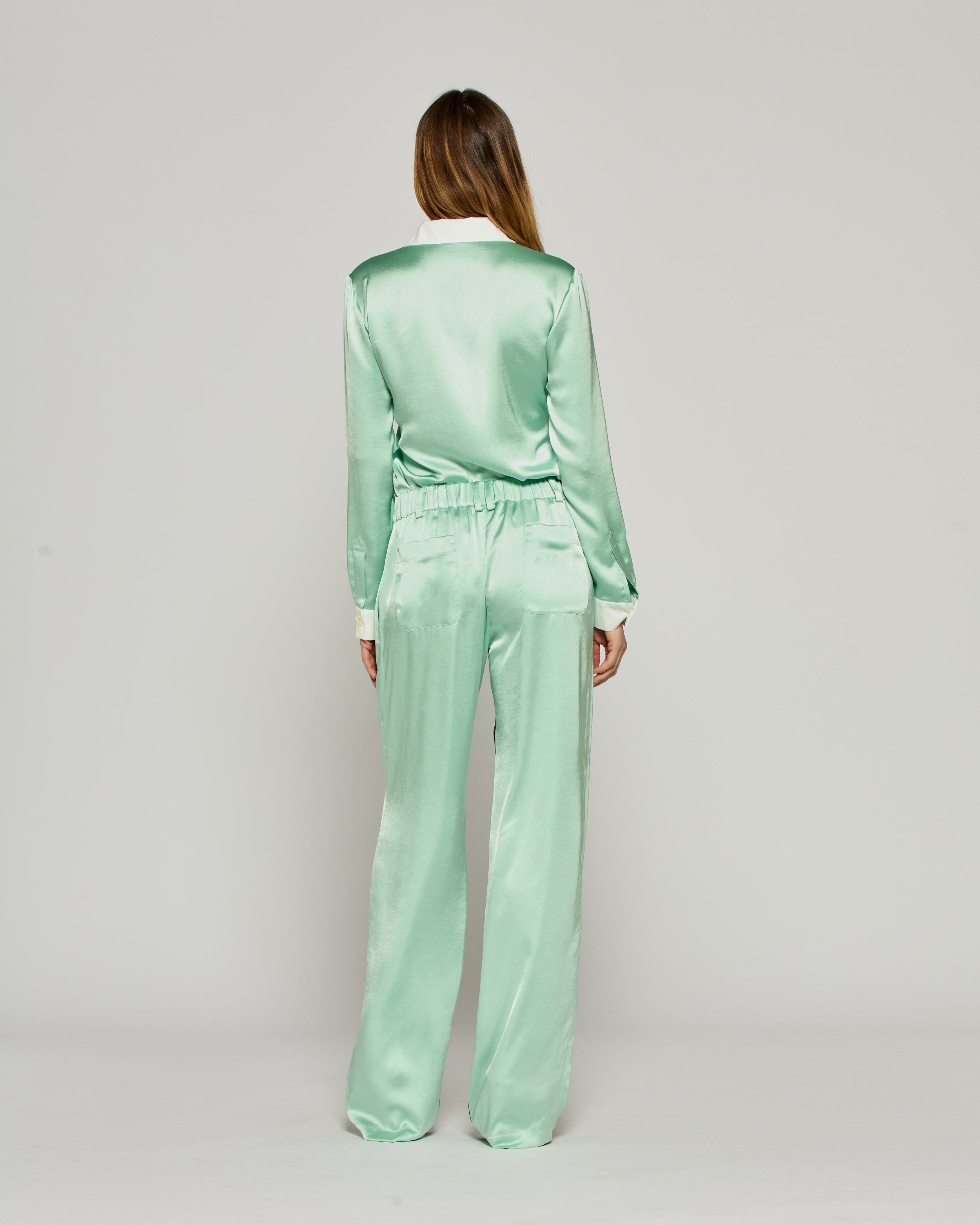 Satin Boyfriend Trouser '25 - Mint