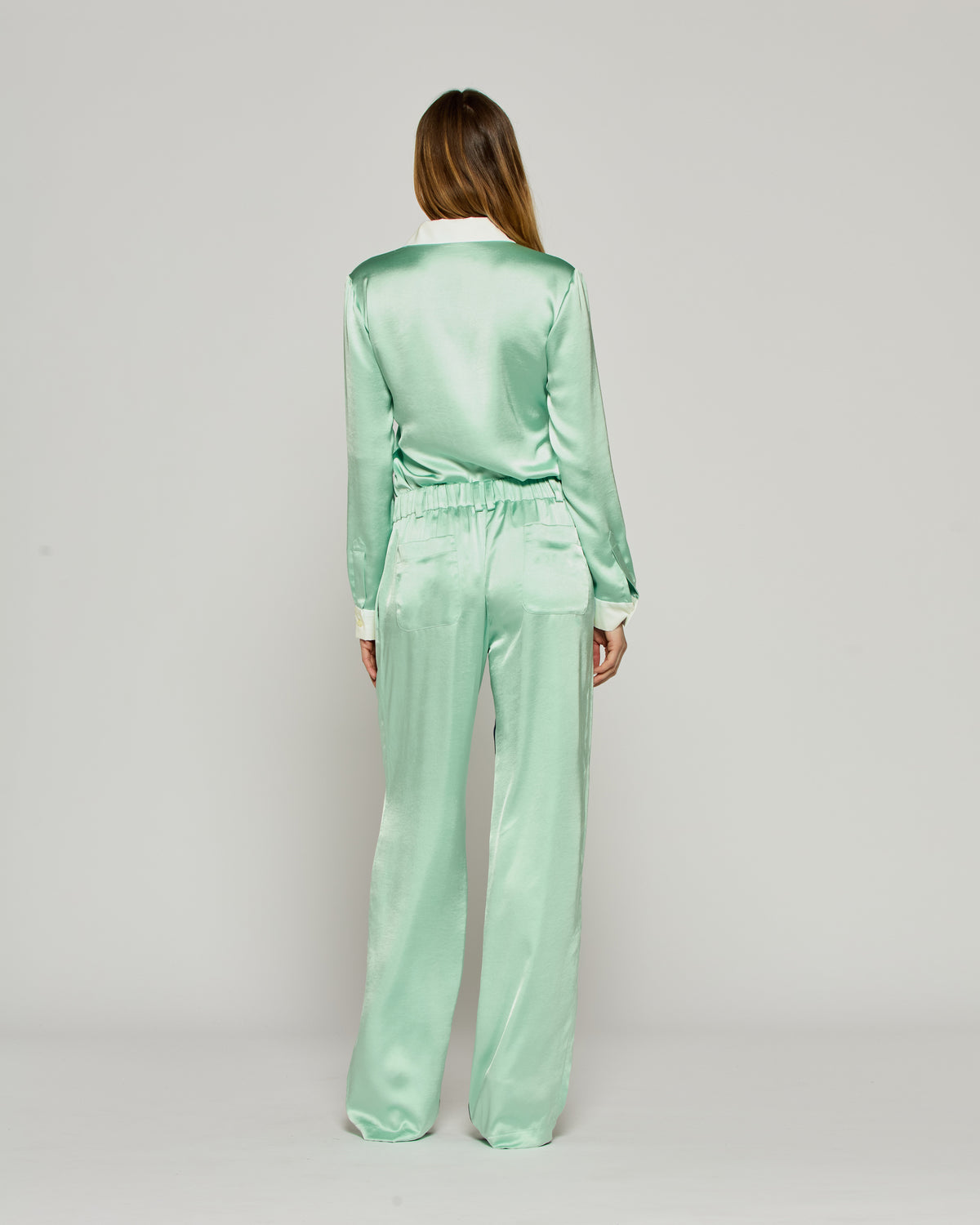 Satin Boyfriend Trouser '25 - Mint