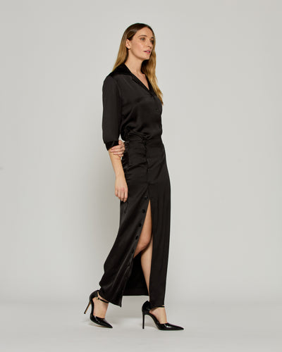 Button Down Skirt - Black SERENA BUTE