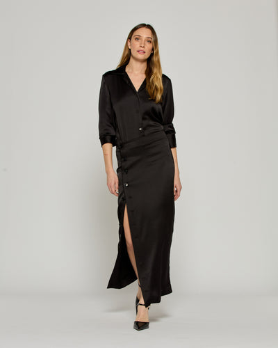 Button Down Skirt - Black SERENA BUTE