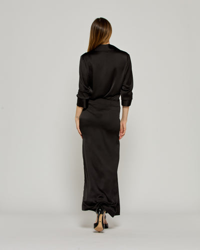 Button Down Skirt - Black SERENA BUTE
