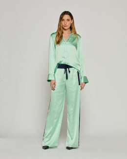 Satin Relaxed Jogger with Zip Pockets - Mint