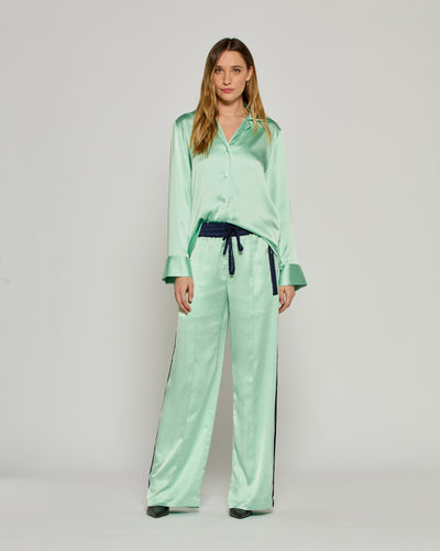 Satin Relaxed Jogger with Zip Pockets - Mint SERENA BUTE
