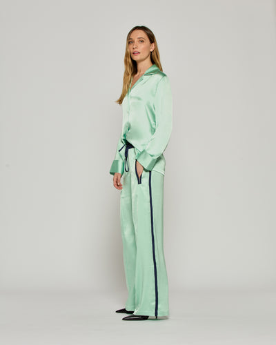 Satin Relaxed Jogger with Zip Pockets - Mint SERENA BUTE
