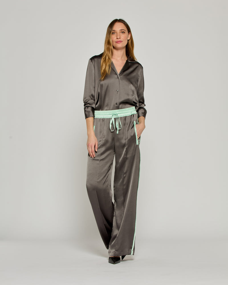 Satin Relaxed Jogger with Zip Pockets - Charcoal picture #1