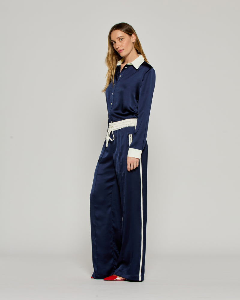 Satin Relaxed Jogger with Zip Pockets - Dark Navy picture #3