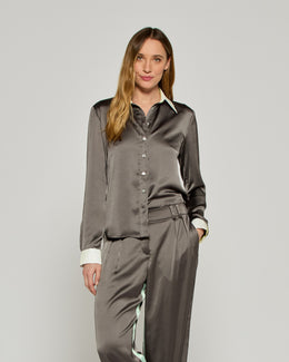 Satin Serena Shirt - Charcoal