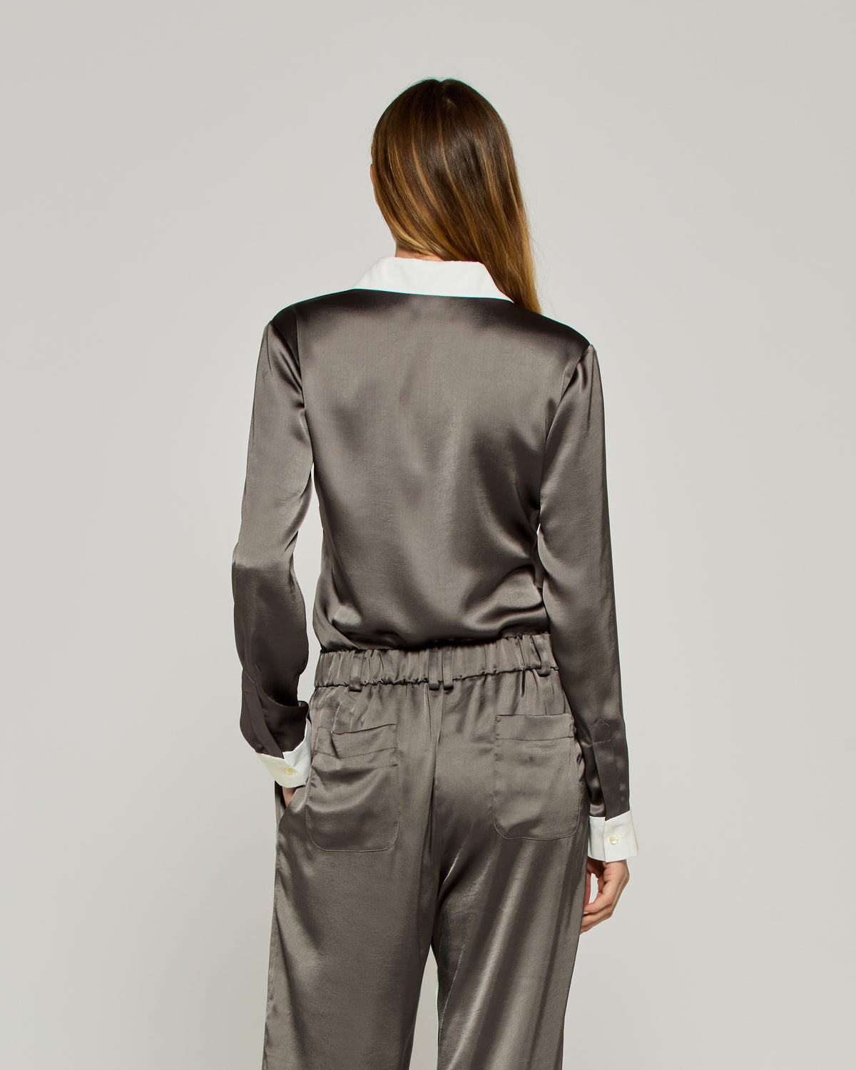 Satin Serena Shirt - Charcoal