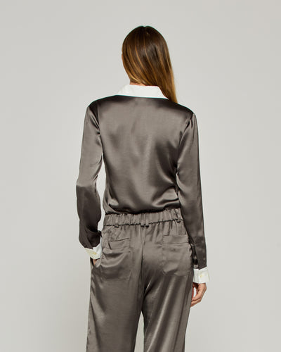 Satin Serena Shirt - Charcoal SERENA BUTE