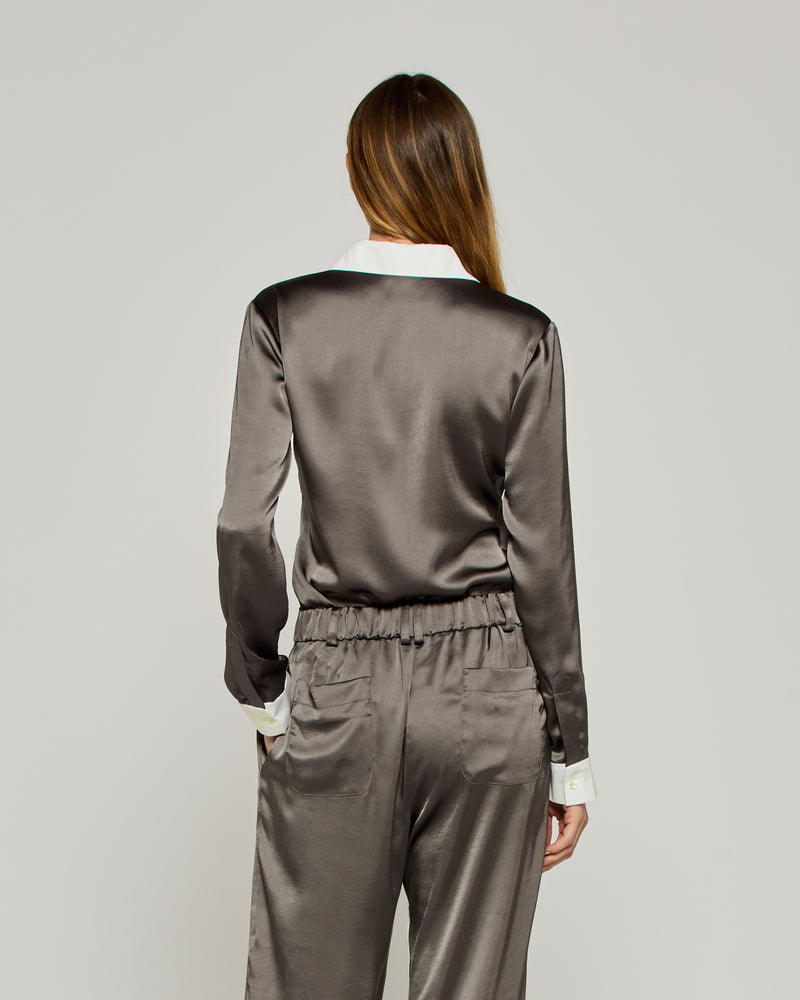 Satin Serena Shirt - Charcoal picture #4